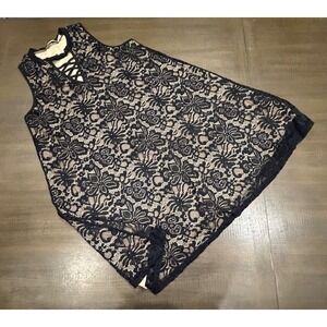 Liberty Love Black Lace Criss Cross Neck Sleeveless Mini Dress Plus Size 2XL